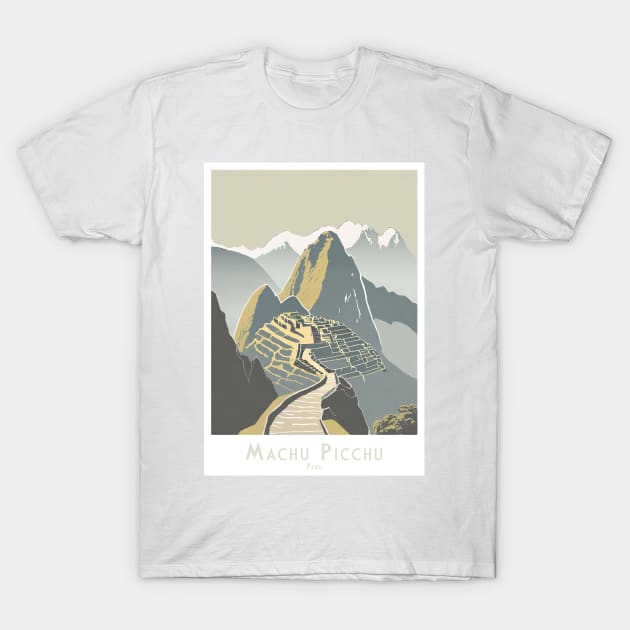 Majestic Machu Picchu Peru Travel Poster T-Shirt by POD24